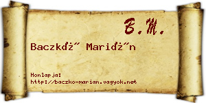 Baczkó Marián névjegykártya